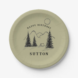 Personlig Birthday Papper Tallrikar Camping
