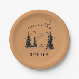 Personlig Birthday Papper Tallrikar Camping