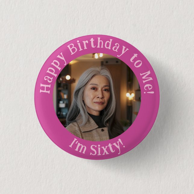 Personlig Birthday Photo, ditt Bild-märke Knapp (Framsida)