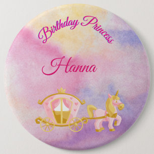Personlig Birthday Princess Button Knapp