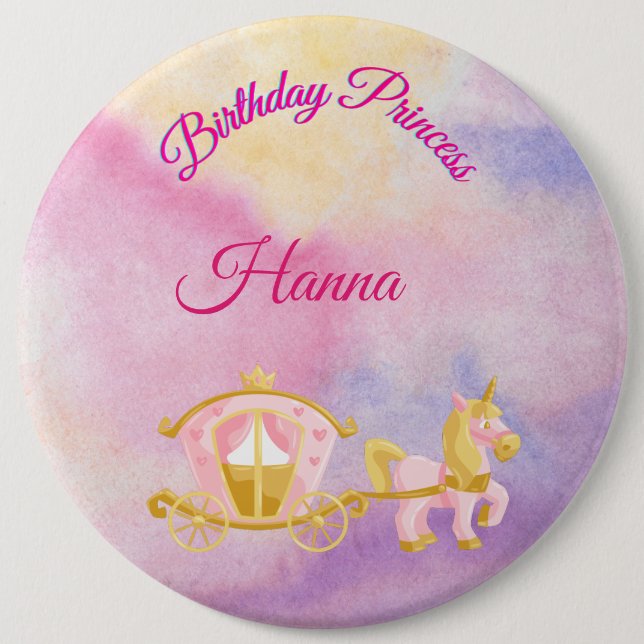Personlig Birthday Princess Button Knapp (Framsida)