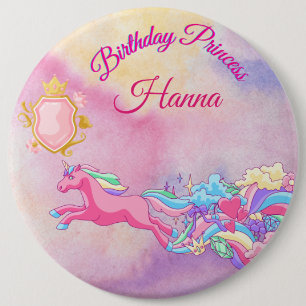 Personlig Birthday Princess Button Knapp
