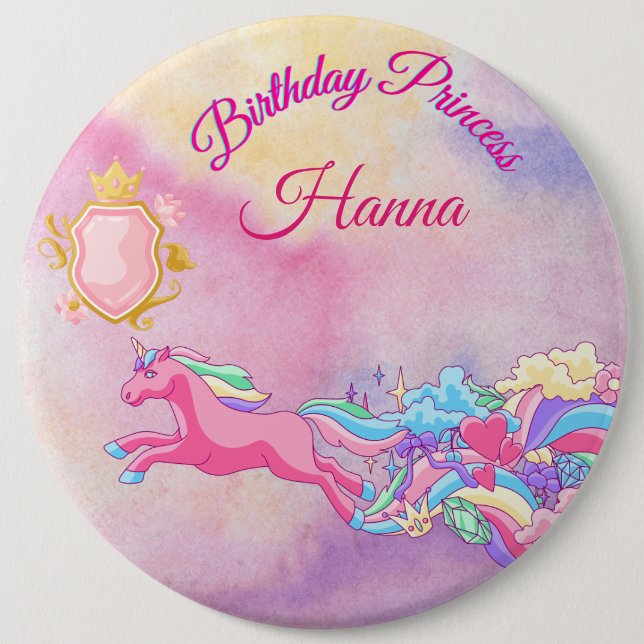 Personlig Birthday Princess Button Knapp (Framsida)