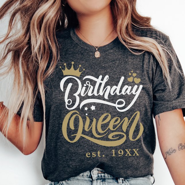 Personlig Birthday Queen Anpassningsbar Matching P T Shirt (Skapare uppladdad)