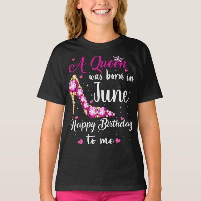 Personlig Birthday Queen Grattis på födelsedagen t T Shirt (Framsida)