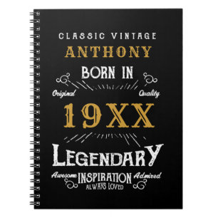 Personlig Birthday Retro Vintage Monogram Anteckningsbok