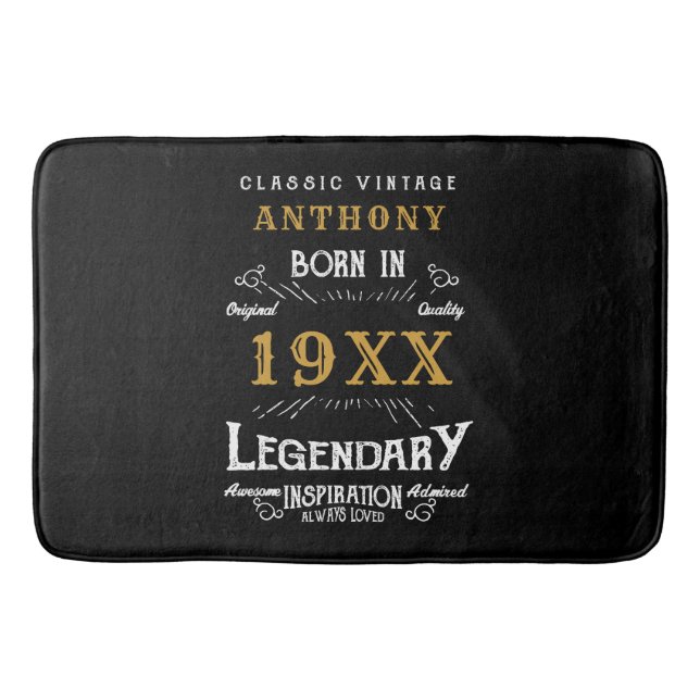 Personlig Birthday Retro Vintage Monogram Badrumsmatta (Framsidan)