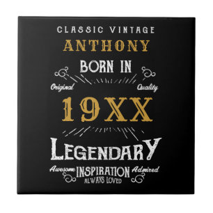 Personlig Birthday Retro Vintage Monogram Kakelplatta