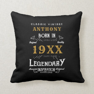 Personlig Birthday Retro Vintage Monogram Kudde