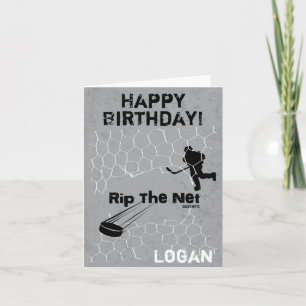 Personlig Birthday Rip Net Hockey Player Kort