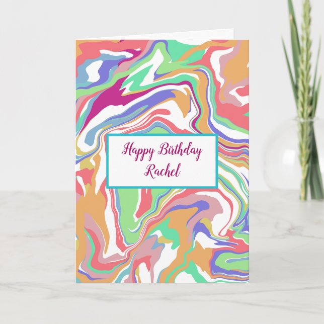 Personlig Birthday | Sherbert Marble Kort (Framsida)