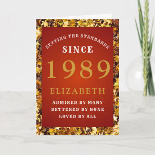 Personlig Birthday Standards 1989 Red Guld  Kort
