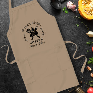 Personlig Bistrochef med redskapsgrafik Långt Förkläde