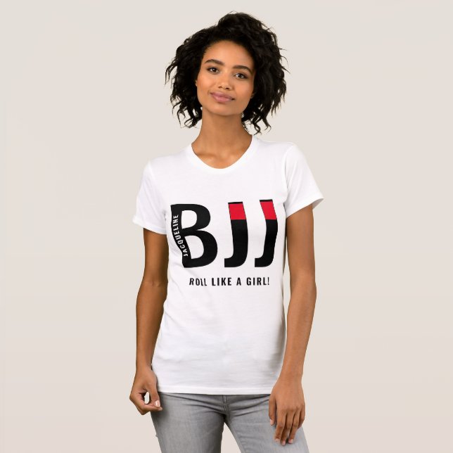 Personlig BJJ Jiu Jitsu Black Bälte Womans's T Shirt (Hel framsida)