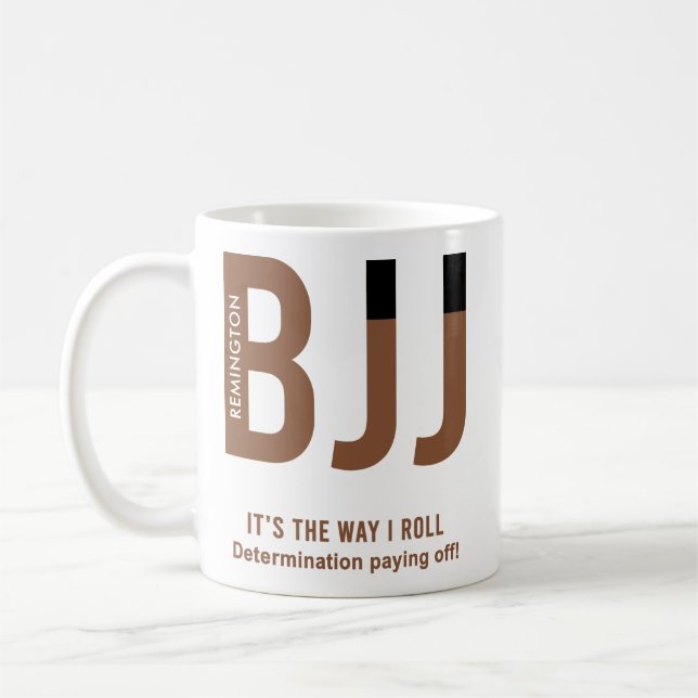 Personlig BJJ Jiu Jitsu Brown Bälte Edition Kaffemugg (Vänster)
