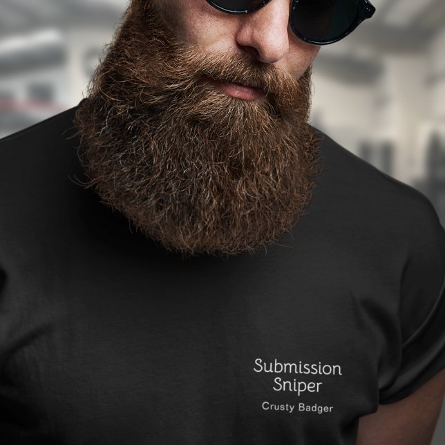 Personlig BJJ Jiu Jitsu Submission Sniper Black T Shirt (Submission Sniper Black T-shirt worn in the gym.)