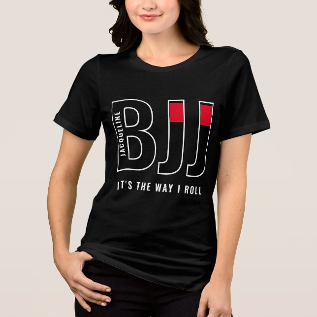 Personlig BJJ Womans Jiu Jitsu Black Bälte T Shirt (Framsida)