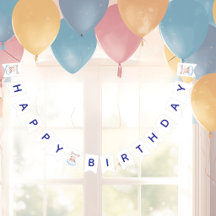 Personlig björn 1-årsdag Girlang Banner