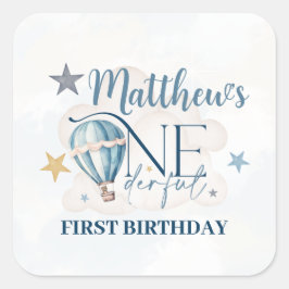 Personlig björn i ballong fyrkantiga klistermärken