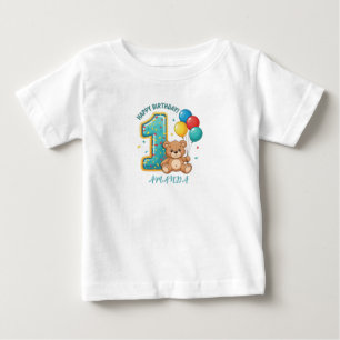 Personlig björnföddelsedags-t-shirt för bebisar 1 t shirt