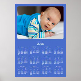 Personlig blå affisch Årlig kalender 2016