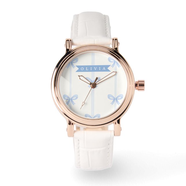 Personlig Blå Båge Coquette Namn Estetik Armbandsur (Framsida)