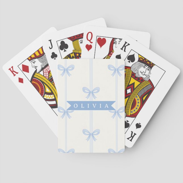 Personlig Blå Båge Coquette Namn Estetik Casinokort (Baksidan)