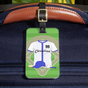 Personlig blå baseboll bagagebricka