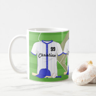 Personlig blå baseboll kaffemugg