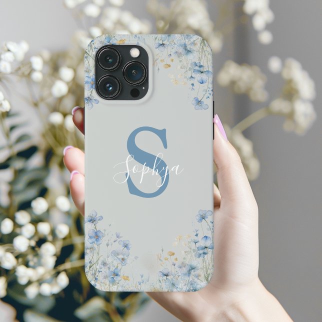 Personlig blå blomma monogram (Skapare uppladdad)