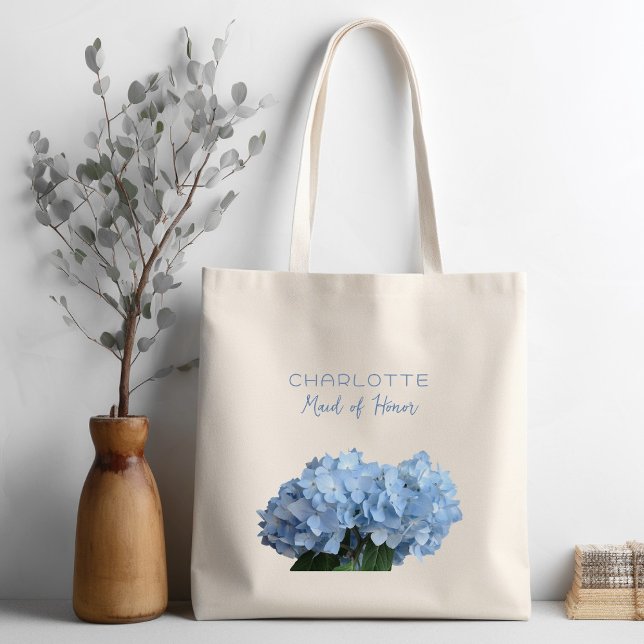 Personlig blå blommig toteväska för bröllopsparty tygkasse (Skapare uppladdad)