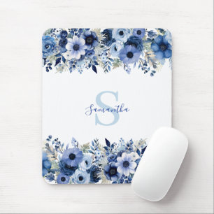 Personlig blå Blommigt Musmatta