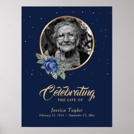 Personlig blå blomsterbegravningsväkommen skylt