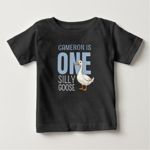 Personlig Blå En Dum Gås Första Födelsedag T Shirt