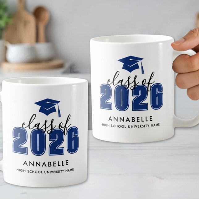 Personlig blå examen kaffemugg (Personalized Blue Graduation Coffee Mug )