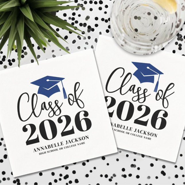 Personlig blå examen pappersservett (Personalized Blue Graduation Napkins)