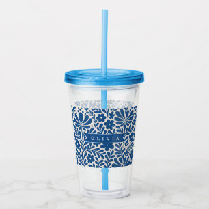 Personlig Blå Folklig Blommig Nordisk Anpassad Take Away Mugg