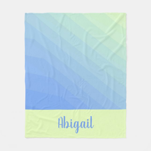 Personlig blå grön gul Ombre Gradient  Fleecefilt (Framsidan)
