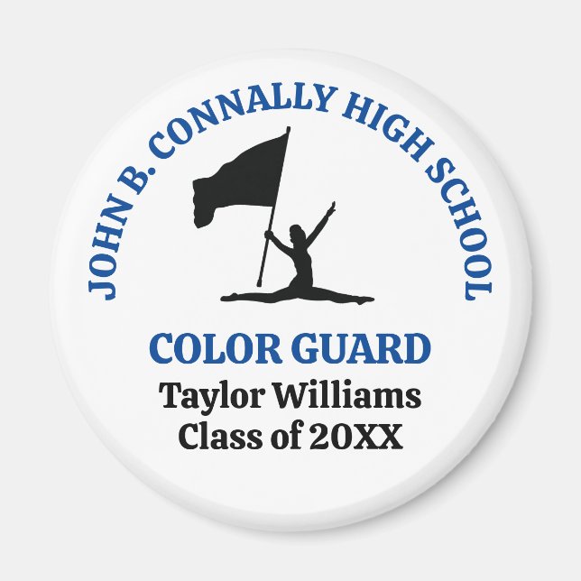 Personlig blå gymnasieskola Color Guard Magnet (Framsidan)