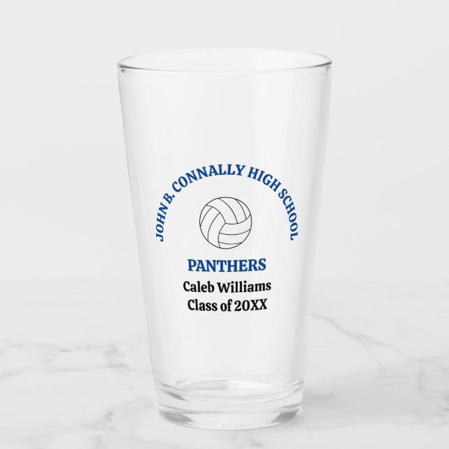 Personlig blå gymnasieskolas volleybollspelare glaskopp (Framsida)