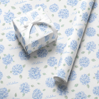 Personlig blå hortensia bröllopsduschpresent presentpapper