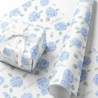 Personlig blå hortensia bröllopsduschpresent presentpapper