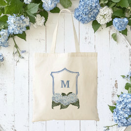 Personlig blå Hydrangea-kam och korg  Tygkasse
