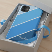 Personlig blå iPhone-fodral med namn åt honom