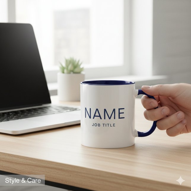 Personlig - blå kombinationsruta Mugg med ditt nam (Personalized Navy Blue Combo Mug with Your Name)