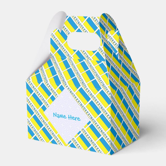 Personlig blå namn Ukraina Flagga Kakel Gavel Presentaskar (Framsidan Sidan)