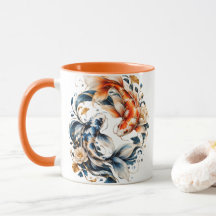 Personlig blå och orange koifiskmugg-gåva