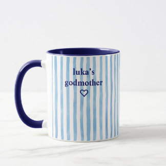 Personlig blå randig gudmor mugg