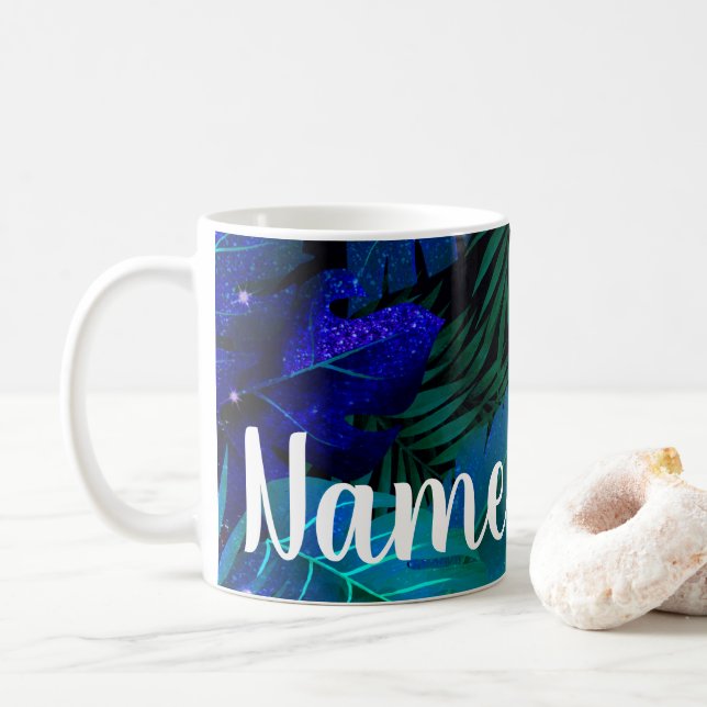 Personlig Blå regnskogskonstruktion Kaffe Mugg Kop (Med munk)