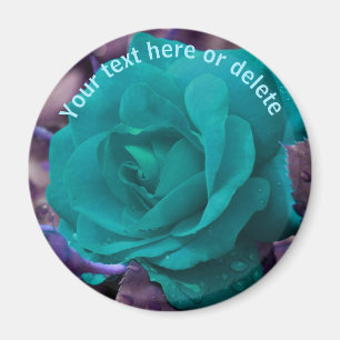 Personlig blå rosblomma magnet